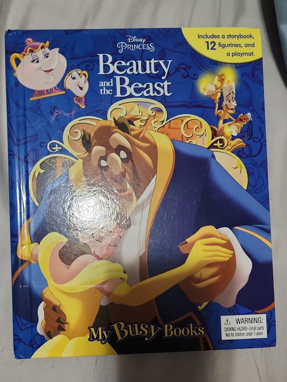 Disney Beauty and the Beast Blue Storybook Toy Storage with Pink Interior